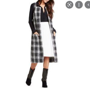 NWT BCBG Plaid Tweed Long Vest